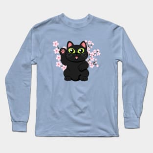 Hi There Black Cat Long Sleeve T-Shirt